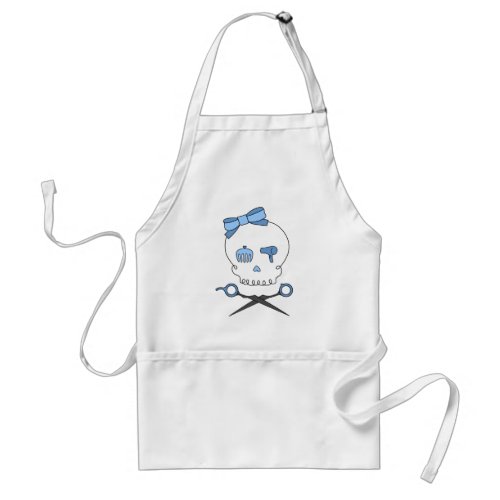 Hair Accessory Skull  Scissor Crossbones Blue Adult Apron