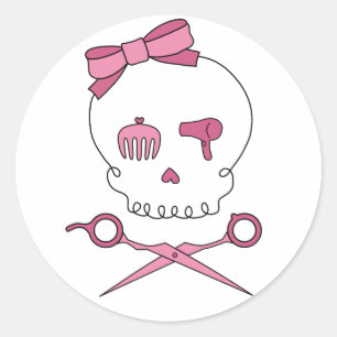 Hair Accessory Skull & Scissor Crossbones Classic Round Sticker