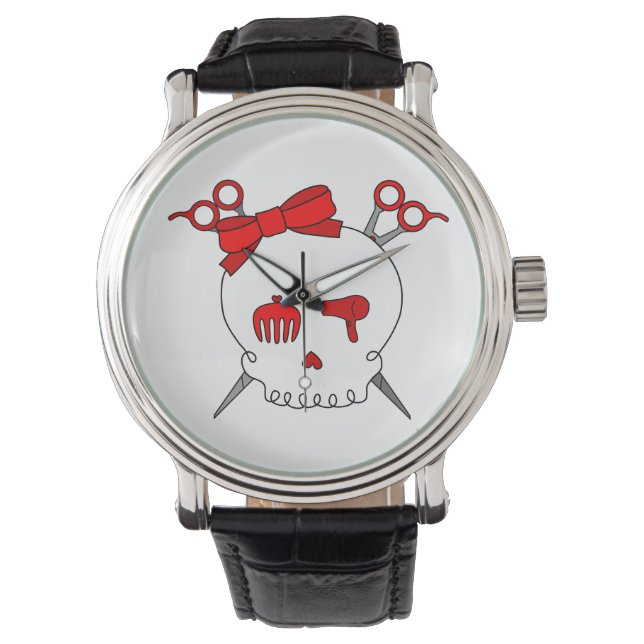 Hair Accessory Skull (Scissor Crossbones Red) Watch (Front)