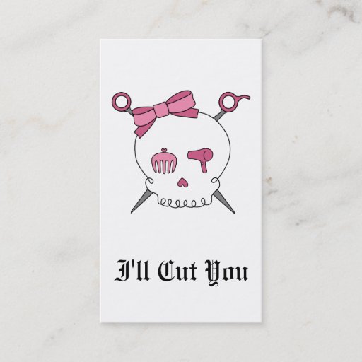 Customizable Hair Accessory Skull & Scissors Business Card Template