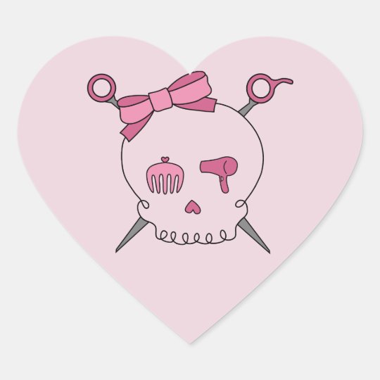 Hair Accessory Skull & Scissors (Pink) Heart Sticker