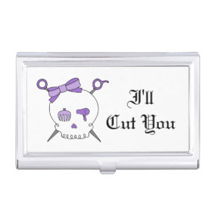 Hair Accessory Skull & Scissors (Purple) Business Card Case