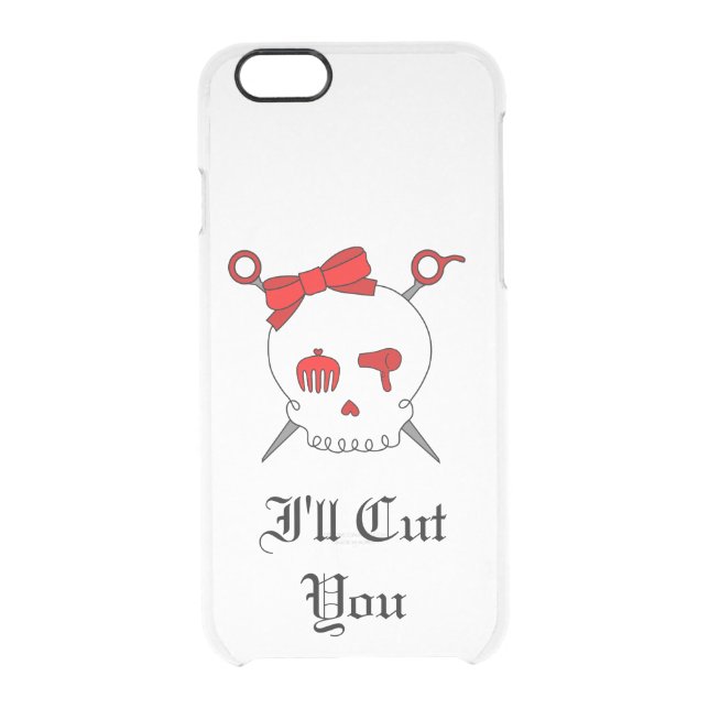 Hair Accessory Skull & Scissors (Red Version 5) Uncommon iPhone Case (Back)