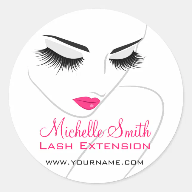 Hair and beauty Lash Extension company branding Classic Round Sticker ...