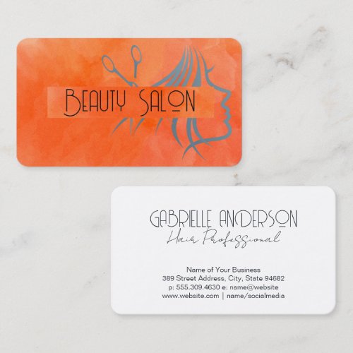 Hair and Beauty | Watercolor Texture  Business Card