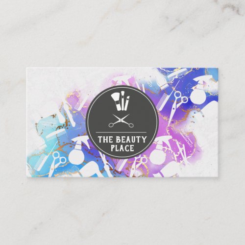 Hair and Make Up Tools  Watercolor Business Card