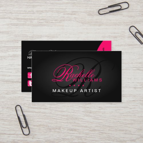 Hair and Makeup Artist Monogram Business Cards