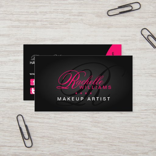Customizable Hair and Makeup Artist Monogram Business Cards