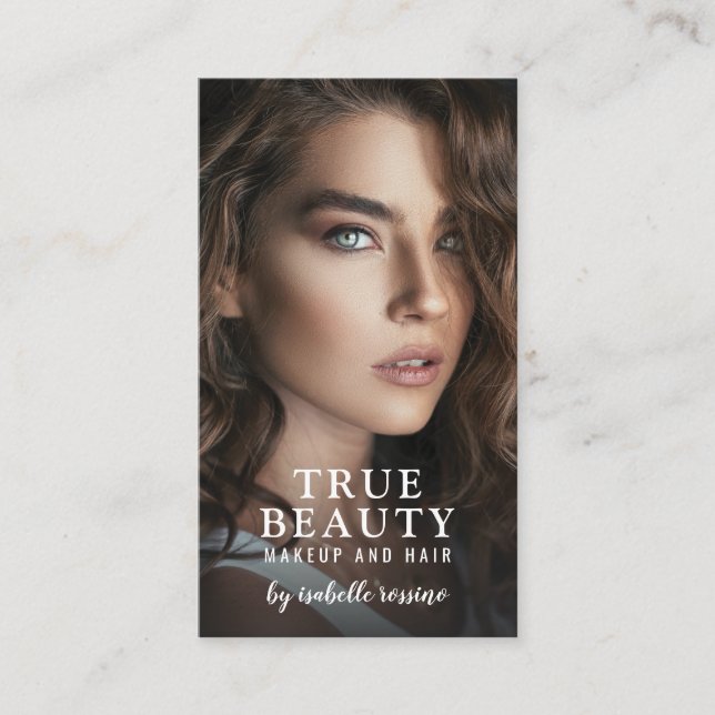 Hair And Makeup Photo Business Card (Front)