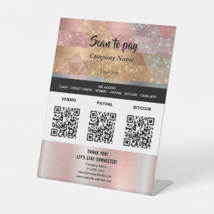Hair and makeup QR PAYMENT Tabletop Pedestal Sign