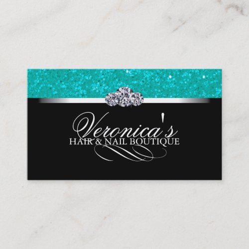 Hair and Nail Salon Glitter Business Cards