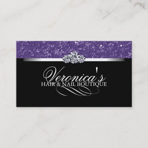 Hair and Nail Salon Glitter Business Cards