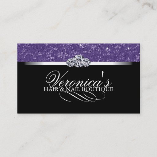 Customizable Hair and Nail Salon Glitter Business Cards