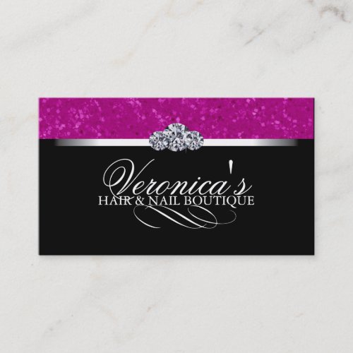 Hair and Nail Salon Glitter Business Cards