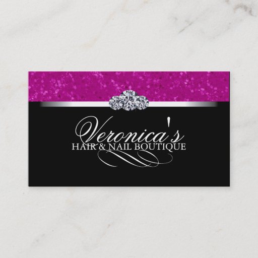 Customizable Hair and Nail Salon Glitter Business Cards