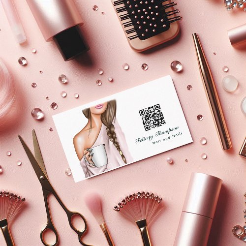 Hair and Nails QR Code Business Card