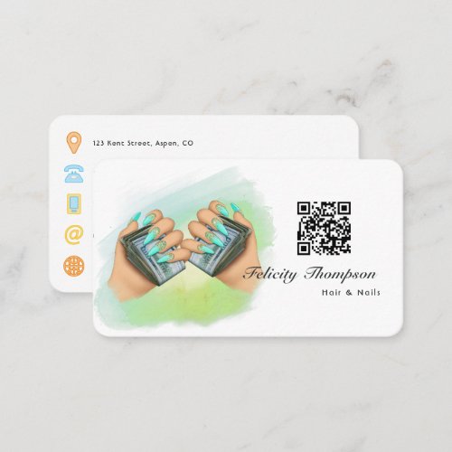 Hair and Nails QR Code Business Card