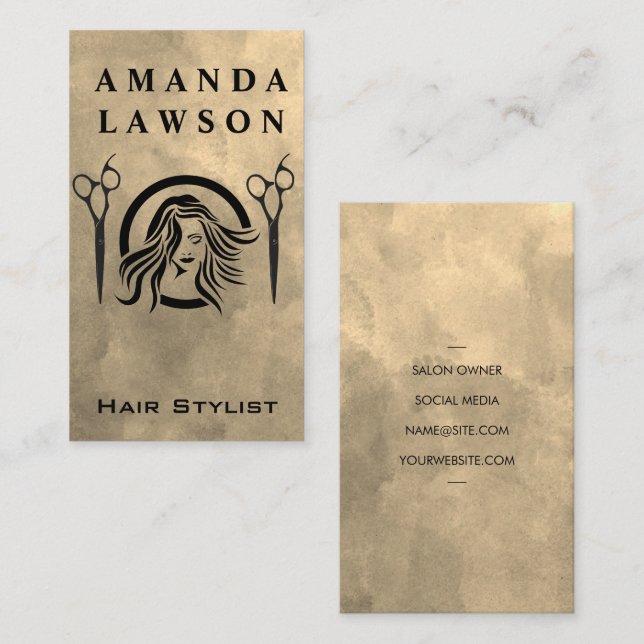 Hair and Scissors Logo Business Card (Front/Back)