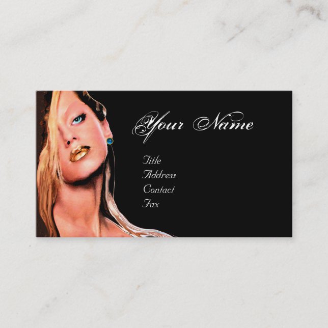 HAIR BEAUTY MAKEUP ARTIST COSMETICS MONOGRAM Black Business Card (Front)
