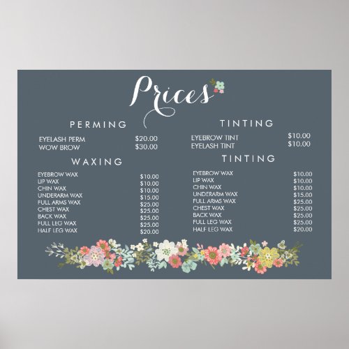 Hair Beauty Salon Beautician Menu Price Poster