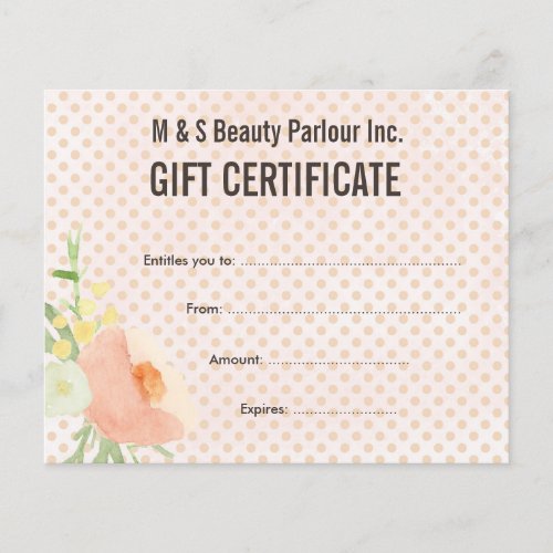 Hair Beauty Salon Gift Certificate Template Flyer