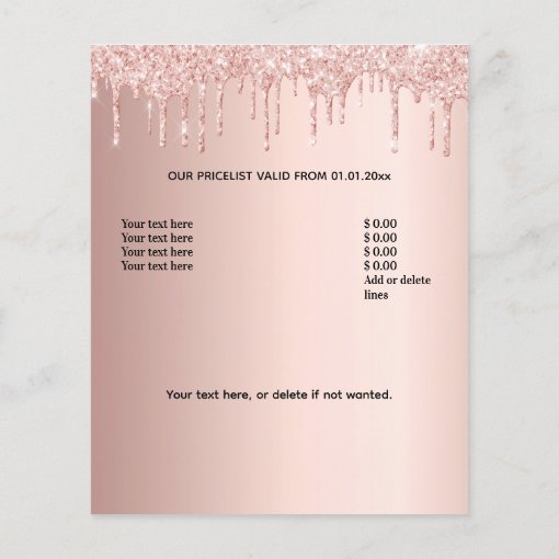 Hair Beauty Salon Rose Gold Glitter Price Qr Code Flyer Zazzle 4131