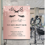 Hair beauty salon rose gold glitter pricelist flyer<br><div class="desc">A rose gold gradient background,  with glitter drips,  black scissors and lashes.  On front: The text: Price list. Personalize and add your name and address.
Back:  your text,  prices.

To keep the swashes only delete the sample text,  leave the spaces or emoji's in front and after the text.</div>