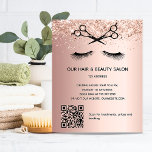 Hair beauty salon rose gold glitter QR code Flyer<br><div class="desc">A rose gold gradient background,  with glitter sparkles,  black scissors and eye lashes.  On front: The text: Price list. Personalize and add your name and address.  Create your own QR code by adding your url to your website or to your social media account. 
Back:  your text,  prices.</div>