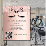 Hair beauty salon rose gold glitter QR code Flyer<br><div class="desc">A rose gold gradient background,  with glitter drips,  black scissors and lashes.  On front: The text: Price list. Personalize and add your name and address.  Create your own QR code by adding your url to your website or to your social media account. 
Back:  your text,  prices.</div>