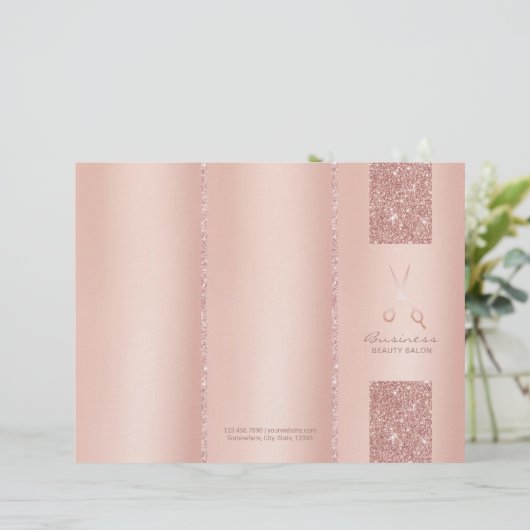 Hair Beauty Salon Rose Gold Tri-Fold Bruchures (Standing Front)