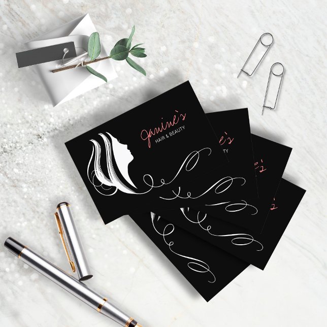 Hair & Beauty Silhouette White ID873 Business Card (Creator Uploaded)