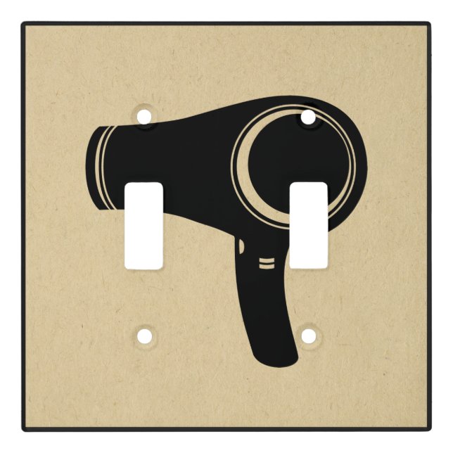 Hair Blow Dryer Retro Style Art Light Switch Cover (Front)