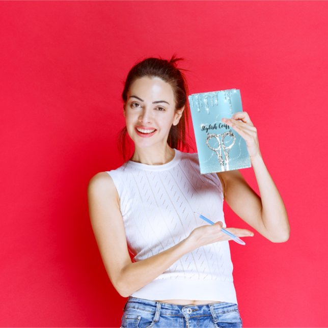 Hair Blue Drips Glitter Coiffure Silver Scissors Business Card (Hair Blue Drips Glitter Coiffure Silver Scissors Business Card)