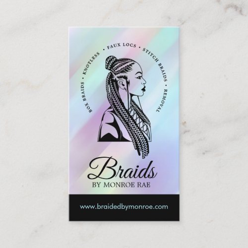 Hair Braider  Braid Stylist  Hair Salon Holo Business Card