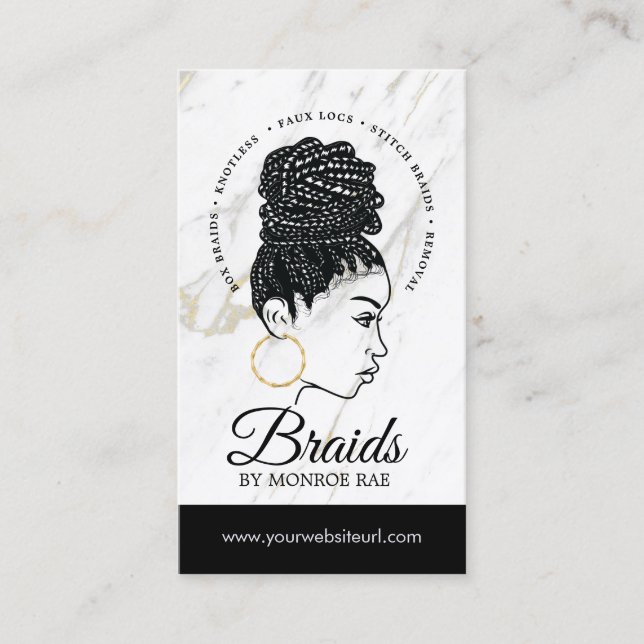 Hair Braider Braiding Salon Braid Stylist  Business Card (Front)