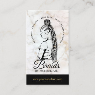 Hair Braider Braiding Salon Braid Stylist Marble B Business Card
