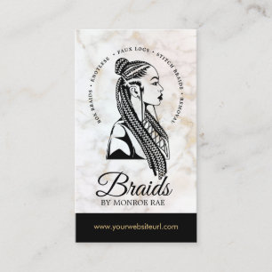 Hair Braider Braiding Salon Braid Stylist Marble B Business Card