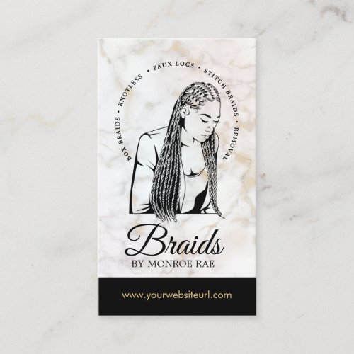 Hair Braider Braiding Salon Braid Stylist Marble Business Card