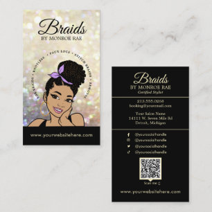 Hair Braider/Braids/Braiding/Salon - QR Code Busin Business Card