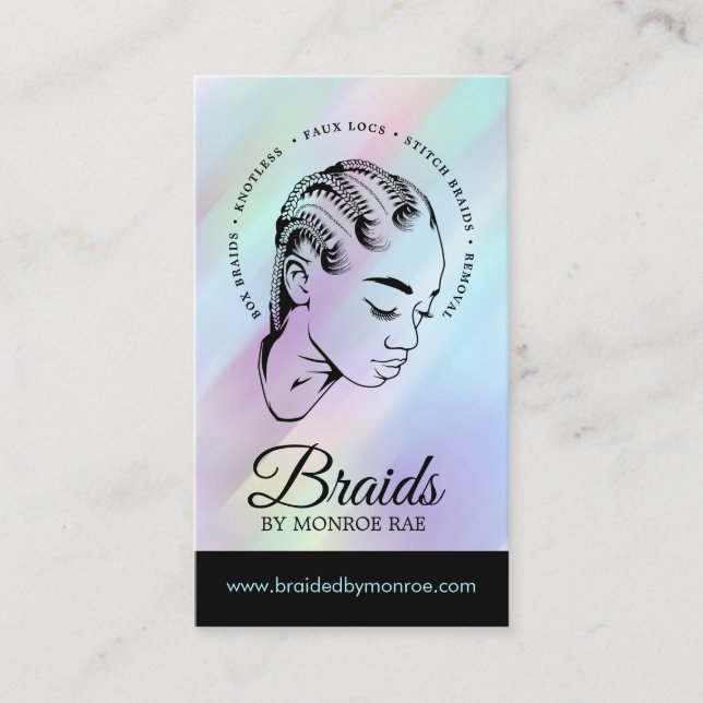 Hair Braider - Braids - Braiding - Stylist - Salon Business Card (Front)