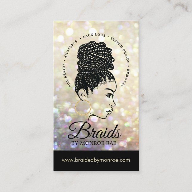 Hair Braider - Braids - Braiding - Stylist - Salon Business Card (Front)