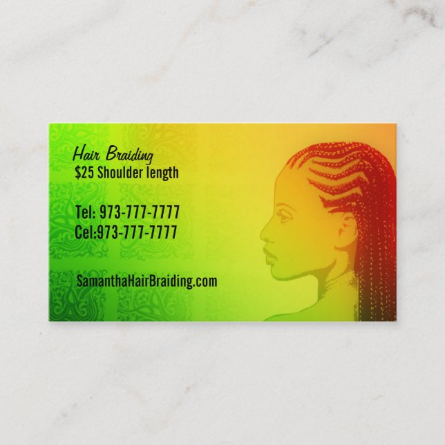 Hair Braider Business Cards (Front)
