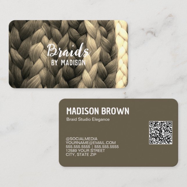Hair Braider Custom QR Business Card (Front/Back)