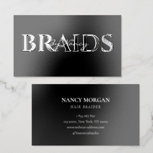 Hair Braiding Black Raised Spot UV Business Card