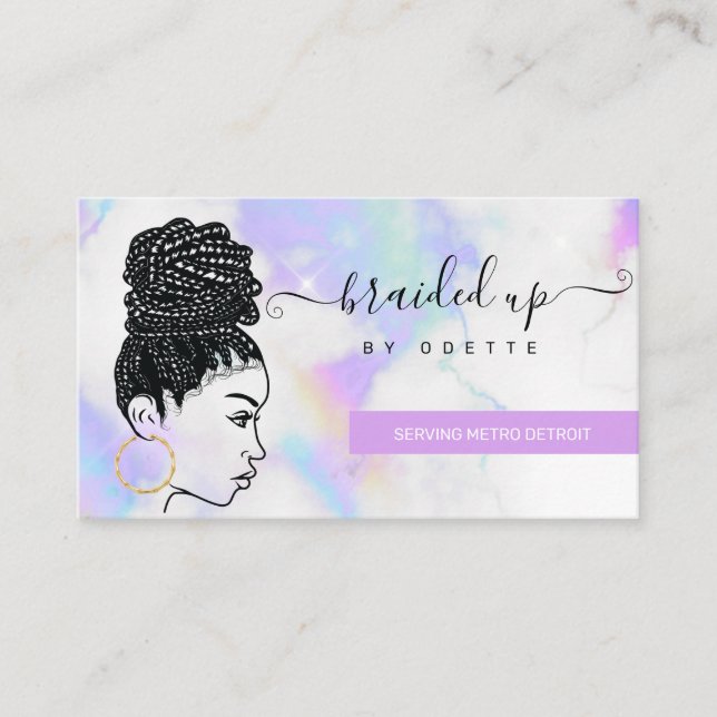 Hair Braiding Braider Stylist Pastel Clouds Business Card (Front)