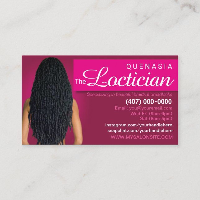 Hair Braiding Loctician Business Card Template (Front)