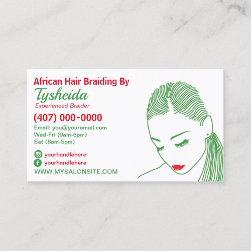 Hair Braiding Loctician Business Card Template