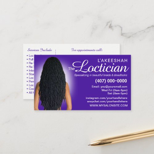 Hair Braiding Loctician Business Card Template