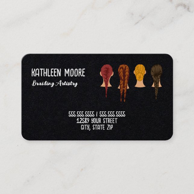 Hair Braiding One Sided Business Card (Front)