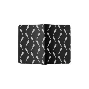 Hair Brush Print Pattern Vintage Hair Salon Black Passport Holder